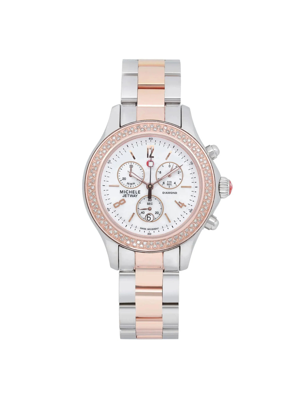 Ladies 40mm MWW17A000017 Diamond Watch Michele Steel 0.50cttw Jetway Quartz