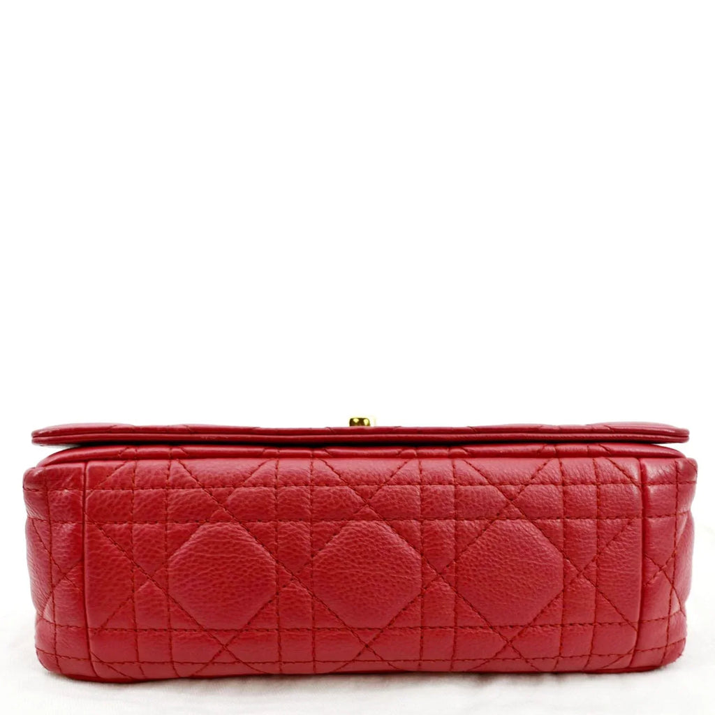 Leather Pre-owned Calfskin Caro Red Cannage Bag Shoulder CHRISTIAN DIOR