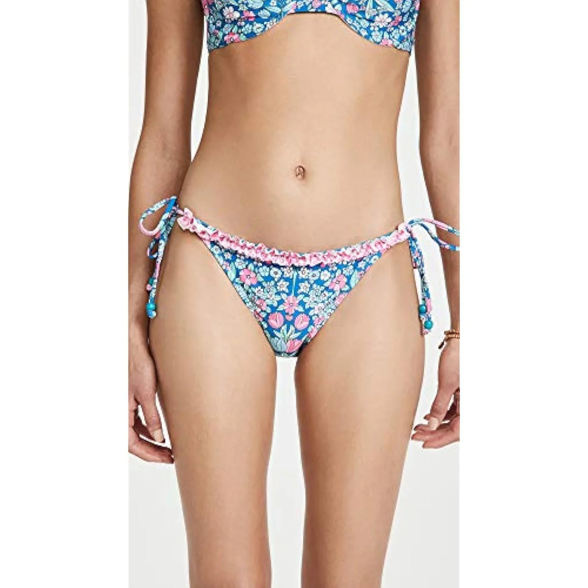 Women's Multi, Shoshanna Bottoms, Navy/Magenta Ruffle L Bikini String