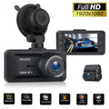 Cam Rear Recording WDR Black Dual IPS Camera GPS Dash Front G-Sensor Dash Camera 1080P FHD Car 3" TOGUARD and Loop