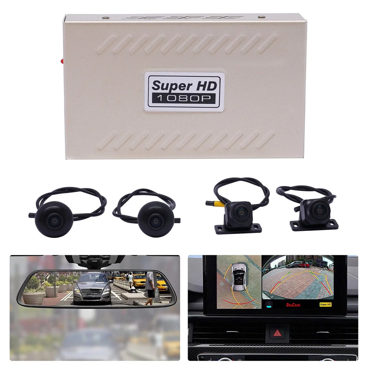 1080P Car Seamless Bird DVR System 4-camera Kits Panoramic 360° Miumaeov Recording View