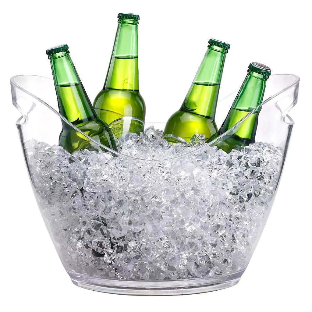 or Beverage Parties Acrylic (4 Bar for Cooling Clear Chiller L) Drinking Cocktail Bucket for Beer Ice for Tubs Bucket for Champagne Bucket