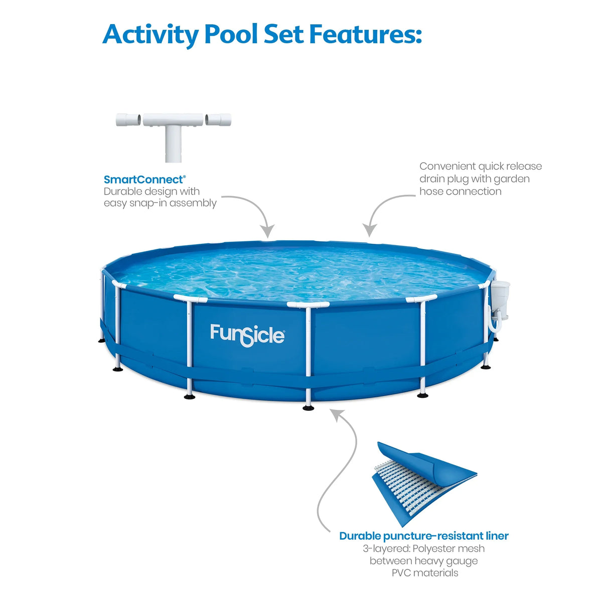 Swimming Above Frame ft Funsicle Age Ground & Round, Pump, Activity up Pool, 6 Filter 15 with