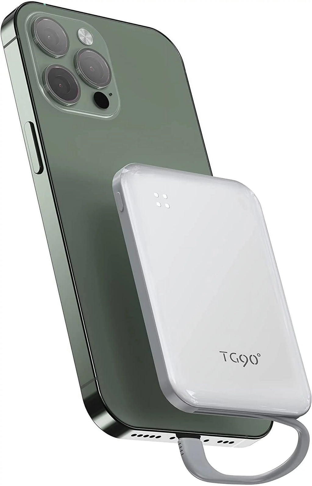 White with Charger Phone Pro Cell Pro Portable TG90 Built-in Small More Portable Power Bank Pro Compatible Max/11/11 Max/12/12 4500mah Max/X/XS/8/7/6/SE 13/13 iPhone Mini and Cable, Charger with