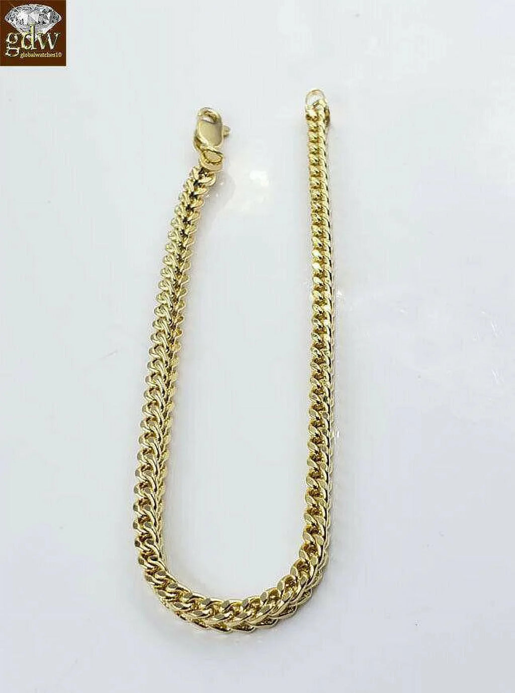 Yellow Inch 10k Gold 3.5mm,Rope,Cuban, Real Franco Bracelet Ladies 8" Women Gift