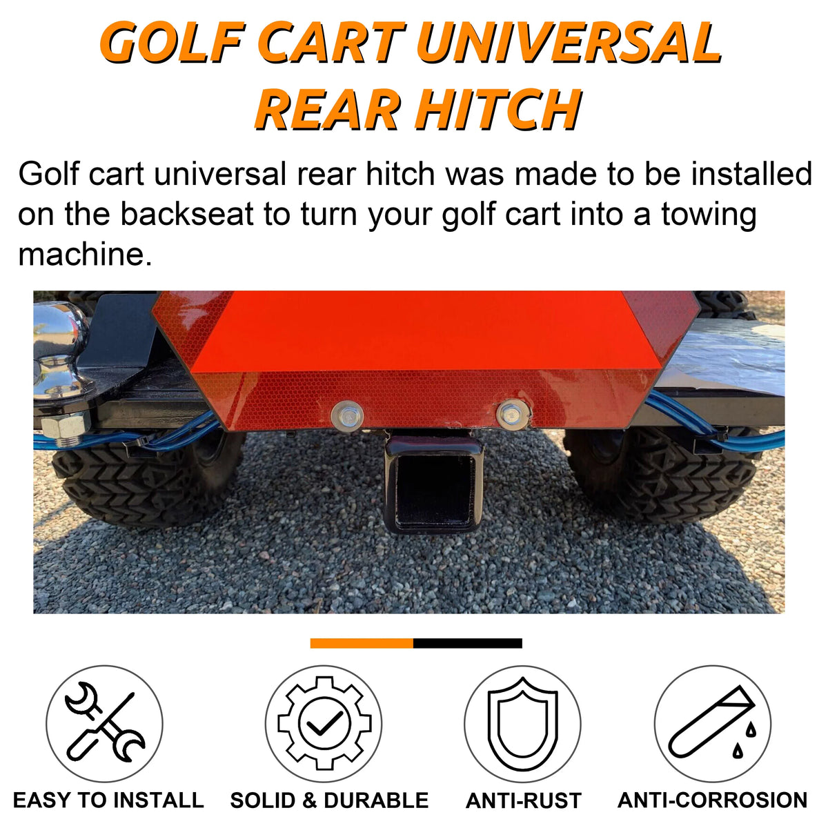 Universal 2" Cart Rear Seat Trailer Club Car Rear Kit Hitch Receiver Receiver Trailer Hitch EZGO Yamaha Receiver Golf Hitch