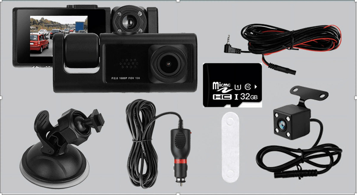 Screen Loop 2-inch G-Sensor Recorder, Dash Night High-Definition Card +32 Motion Channel Detection, 1080P, Vision, cam, 3 Driving recording, SD GB