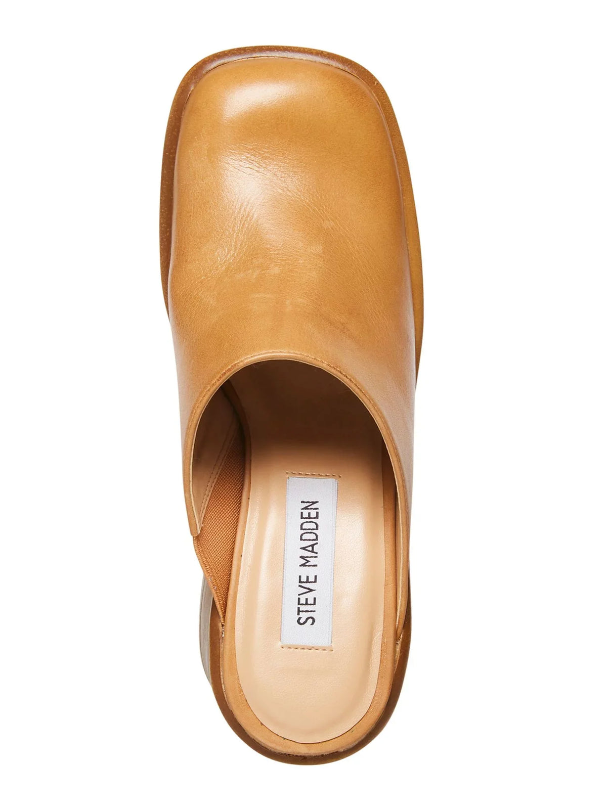 Block M Platform Clogs Flirtie Padded STEVE Goring Shoes Womens Square Leather Slip 8 MADDEN Heel Beige 1" On Toe