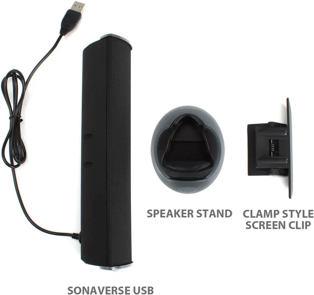 Mini -On External USB for Speaker USB with Sound SonaVERSE - Bar Laptop Powered Speakers Computer Portable