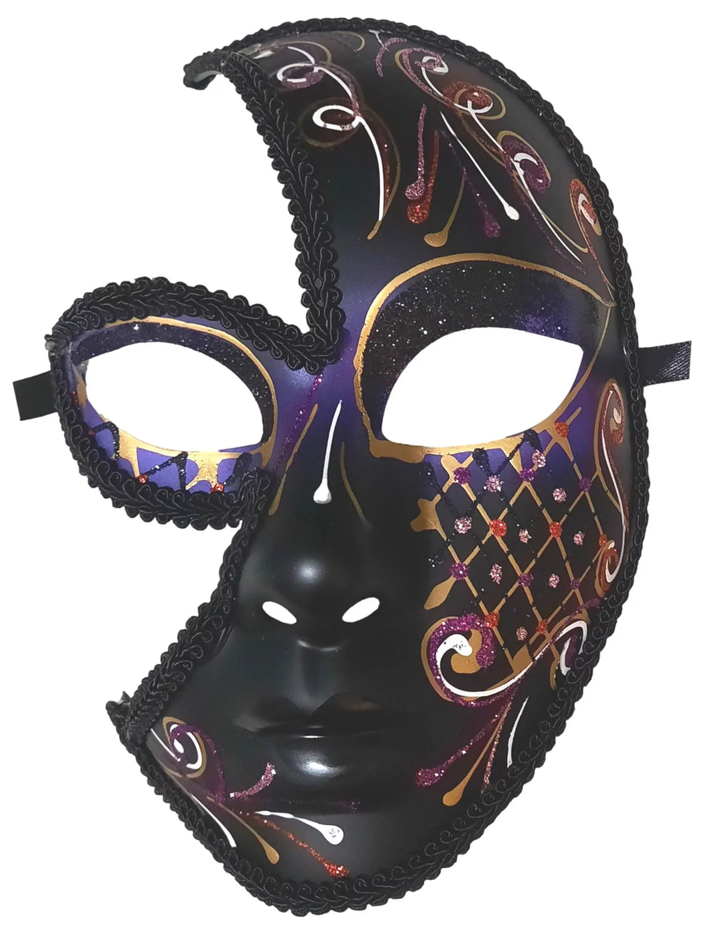 Masquerade Black Out Fancy Mask Full Red Cut