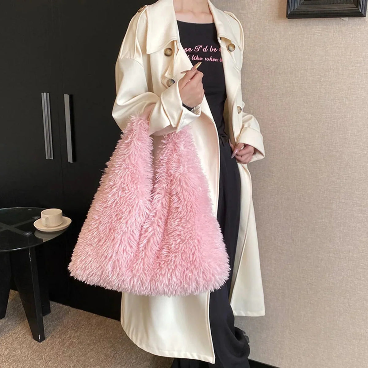 Large-capacity For Women Autumn Designer Bag Shoulder Tote And Plush Trend Ainter Cute Handbags Luxury Fashion Bags New Armpit