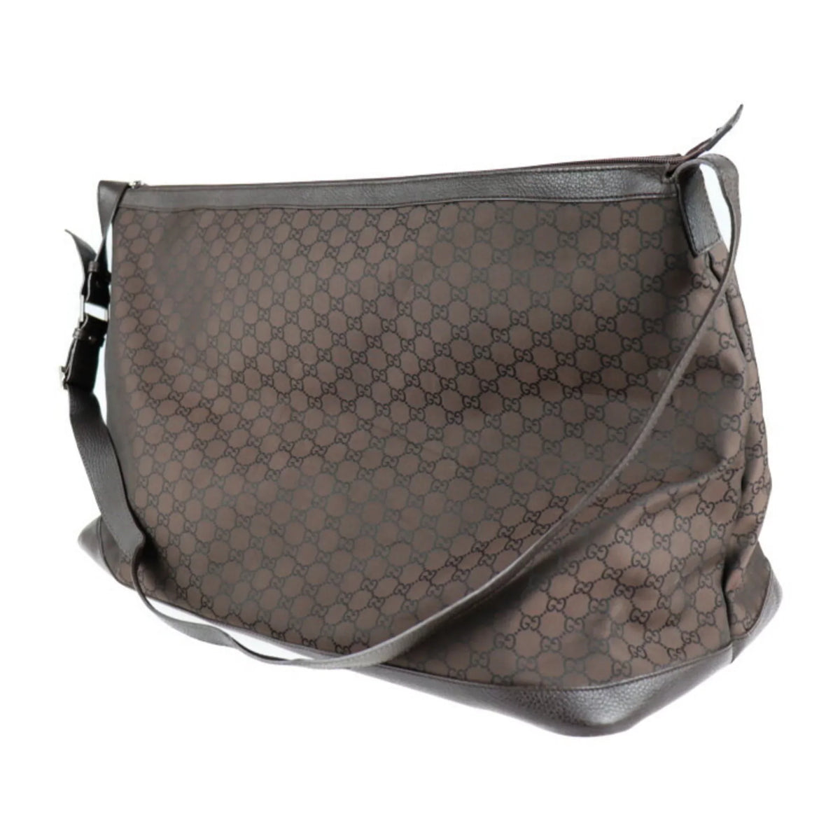 (Good) Boston Shoulder GG Leather Gucci Nylon Brown Bag 105669 GUCCI Pre-Owned Travel