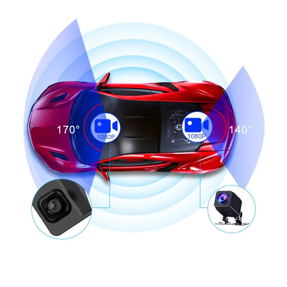 View Dual 12" Control Cam Car GPS Backup Mirror 4K Rear Camera WiFi Dash Voice Paddsun