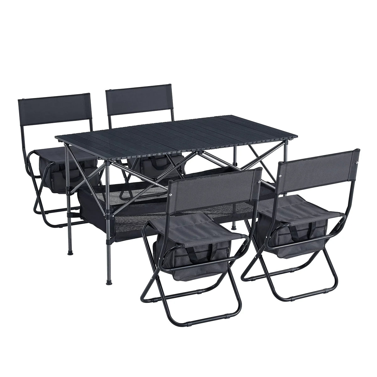 BBQ, Folding Chair 5, and Beach,Backyard, Patio, Party, Set Indoor, Set Camping, Table Picnics, Outdoor for Outdoor of Black/Gray