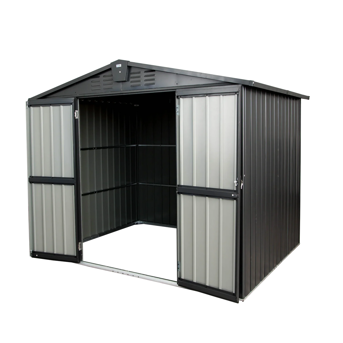 Backyard, Outdoor Door with Trash Black Storage Metal Galvanized Bike, Can, Shed, Capri for 6.2' 8.2'x Shed Storage for Patio, Lockable Outdoor Steel Garden Cabinet Lawn,
