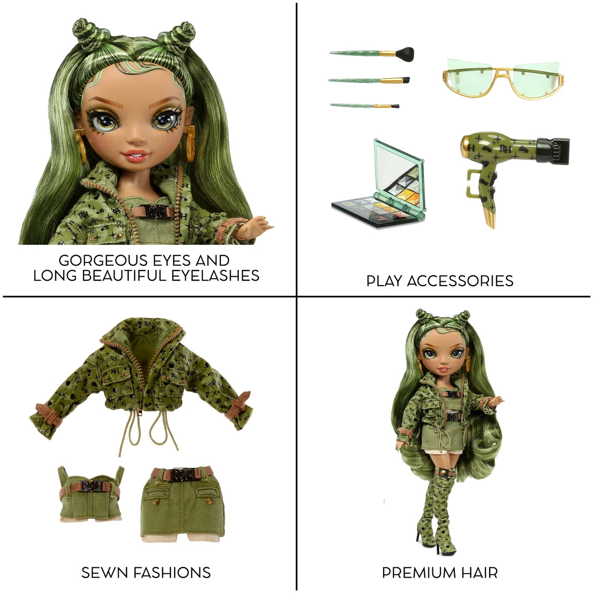 Fashion Olivia, Kids Green Collectors Gift & Doll, Accessories. High Old and 10+ 4-12 Outfit Camo Rainbow Colorful Years Play