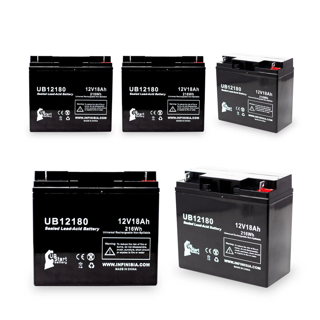 Compatible Pack GPS2K12061 18Ah, Replacement T4 18000mAh, (12V, - Universal - 5x AGM, Lead Sealed Acid Battery Power General Terminal, Battery UB12180 SLA)