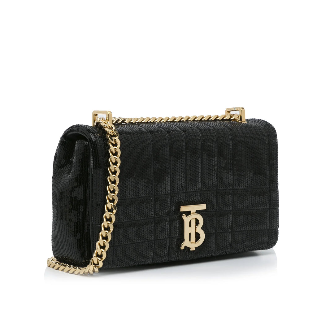 Bag Crossbody Sequin Burberry (Good) Calf Bag Leather Pre-Owned Black Unisex Authenticated Small Lola
