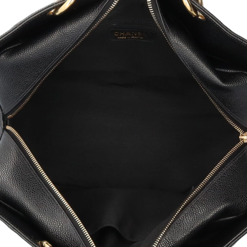 Black Bag Chain Pre-Owned Women's Caviar CHANEL Skin Shoulder (Good) Tote