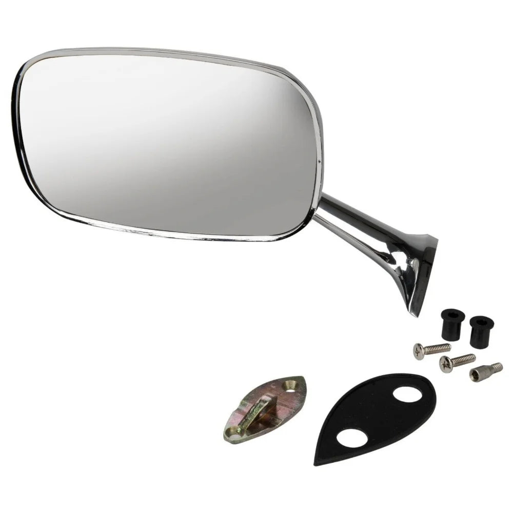 Mirror 1968-79 Left Teledu Corvette Chevy Exterior Large For Hand Head Rearview CHROME