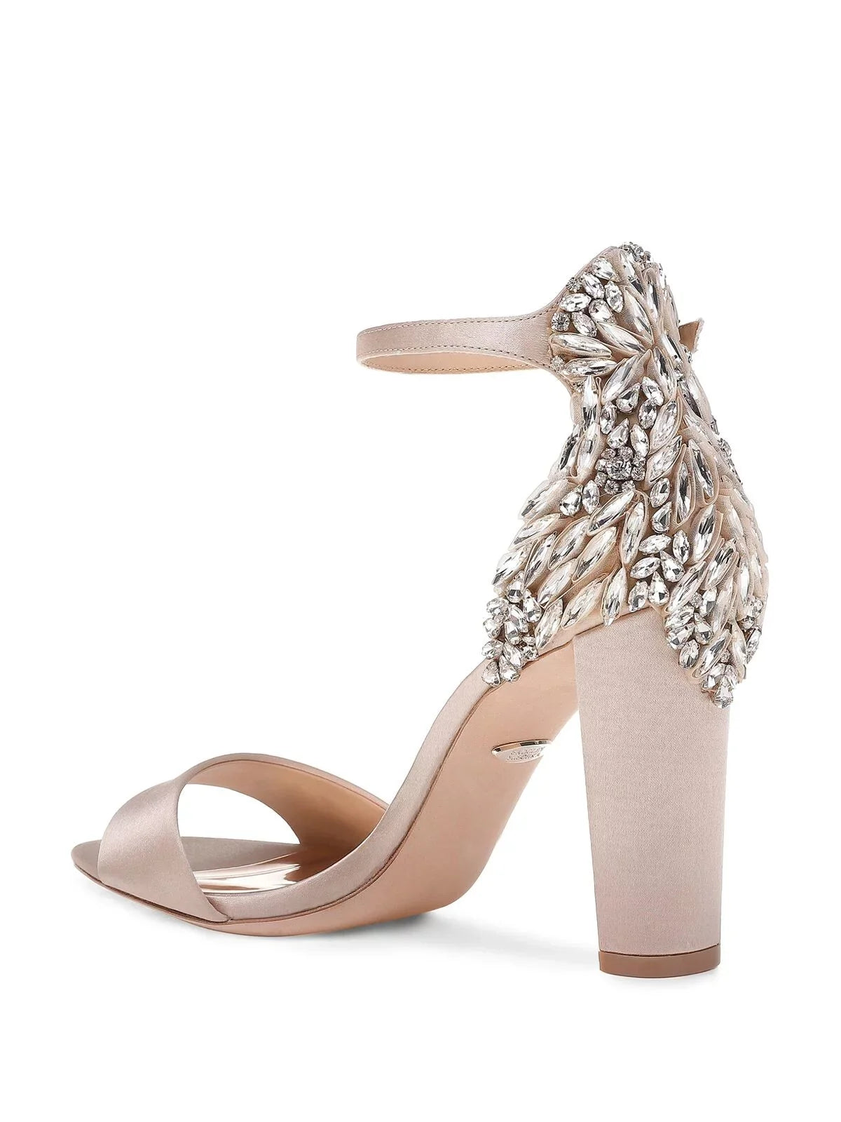 Toe Dress Seina Round Ankle Heel Beige BADGLEY M Strap Block MISCHKA Embellished Heeled Womens Buckle Sandal 10