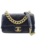 Chain CHANEL Bag Flap Handle Shoulder Blue Pre-Owned CC Leather Quilted