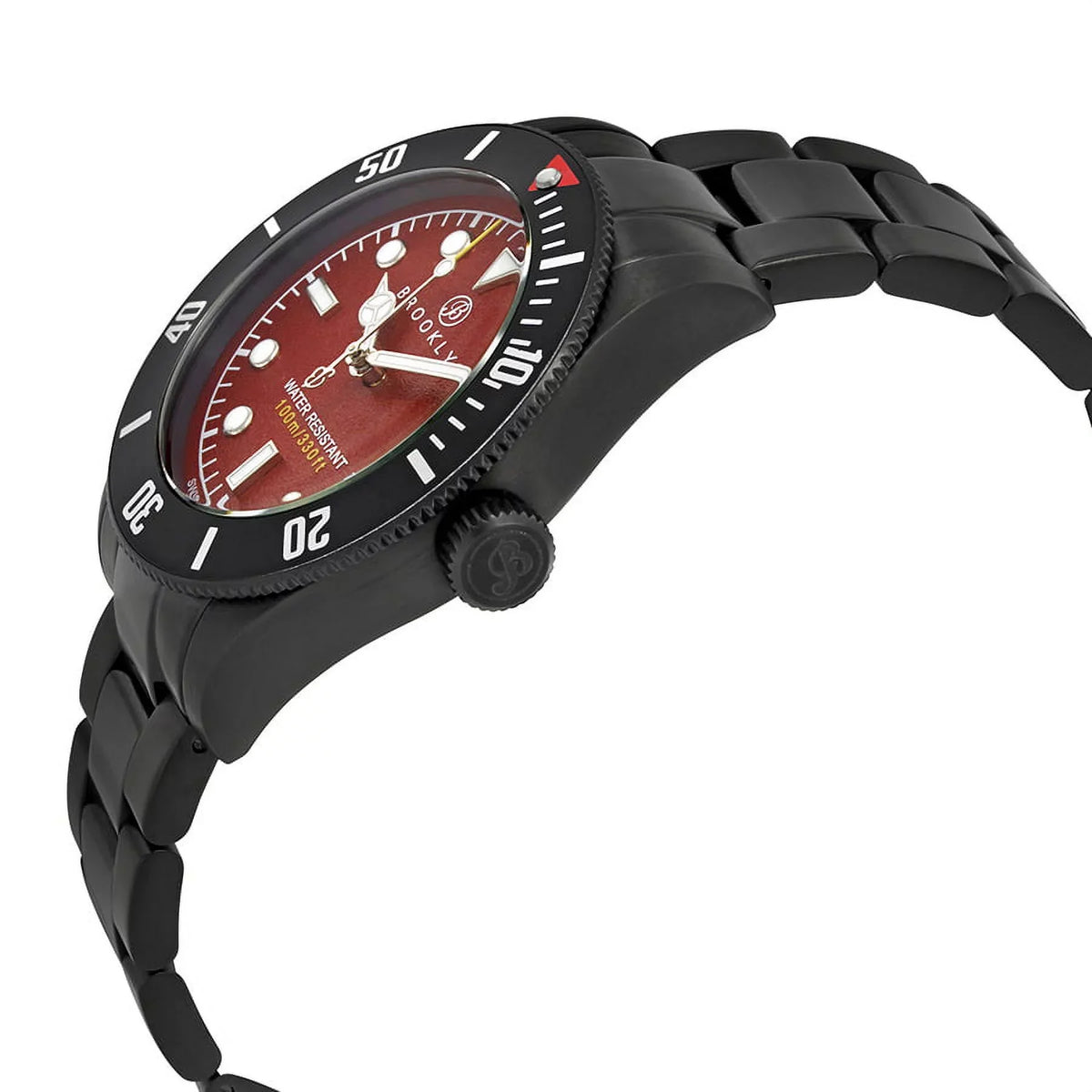 Dial Pea Watch Brooklyn Men's Co. Black 306-C-55-BB-BLK Red Watch Eyed