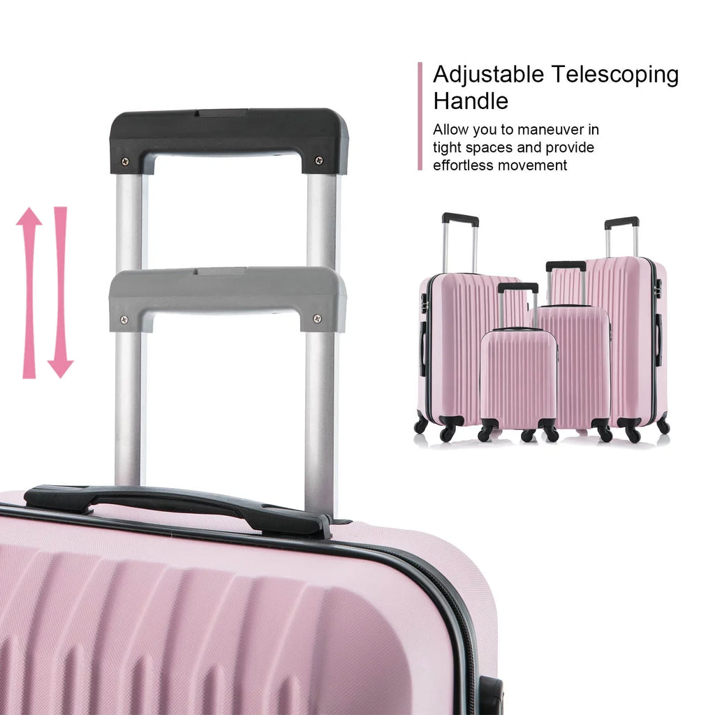 Wheels Sets Spinner Set Lightweight 5 Luggage Suitcase inch) Piece Pink Hardshell (16/20/24/28 ABS