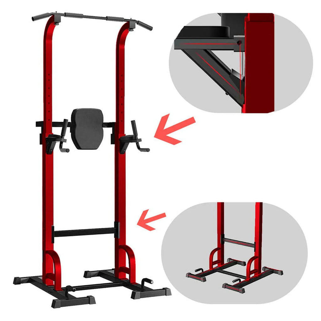 Station Pull Up Bar Workout Gym Strength Equipment，Red Stand Training for