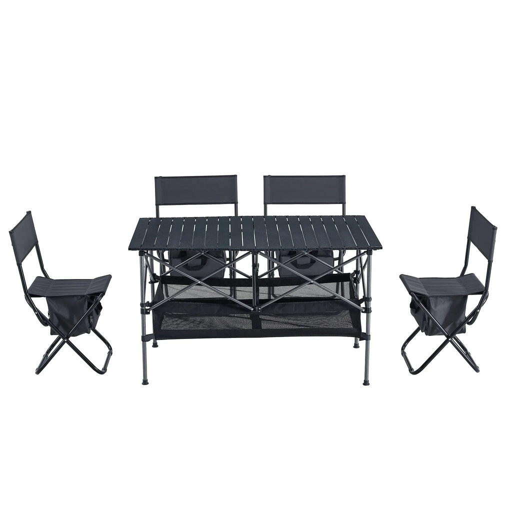 BBQ, Folding Chair 5, and Beach,Backyard, Patio, Party, Set Indoor, Set Camping, Table Picnics, Outdoor for Outdoor of Black/Gray