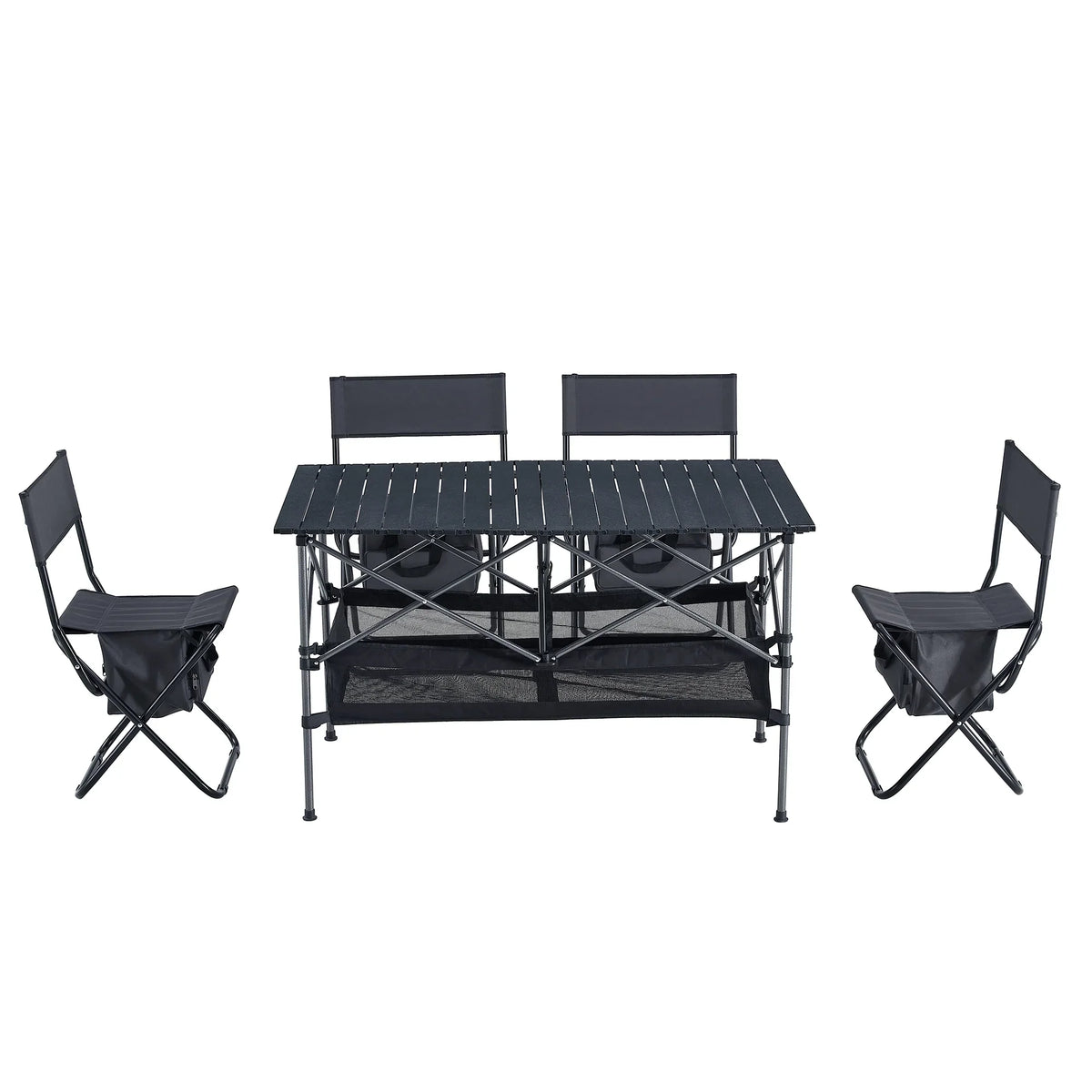 BBQ, Folding Chair 5, and Beach,Backyard, Patio, Party, Set Indoor, Set Camping, Table Picnics, Outdoor for Outdoor of Black/Gray