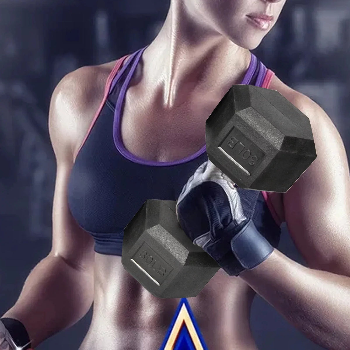 Barbell Dumbbell Pair Rubber 1 Dumbbell Heavy Handles 1 Metal of ATIXEL with Hex of Set
