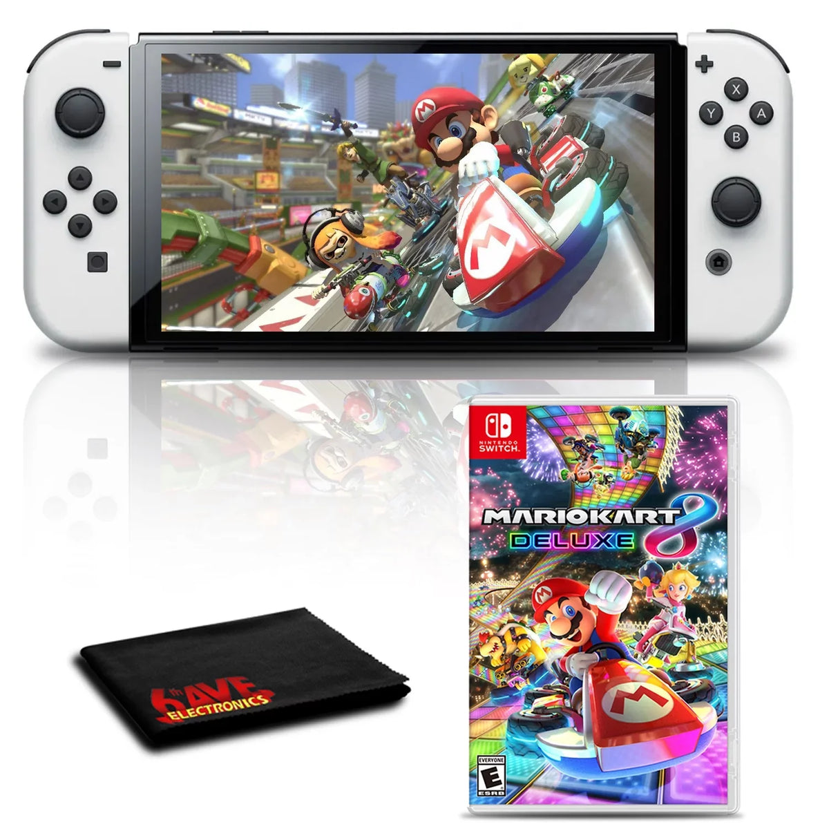 with Nintendo Game Switch 8 OLED Kart White Mario Deluxe