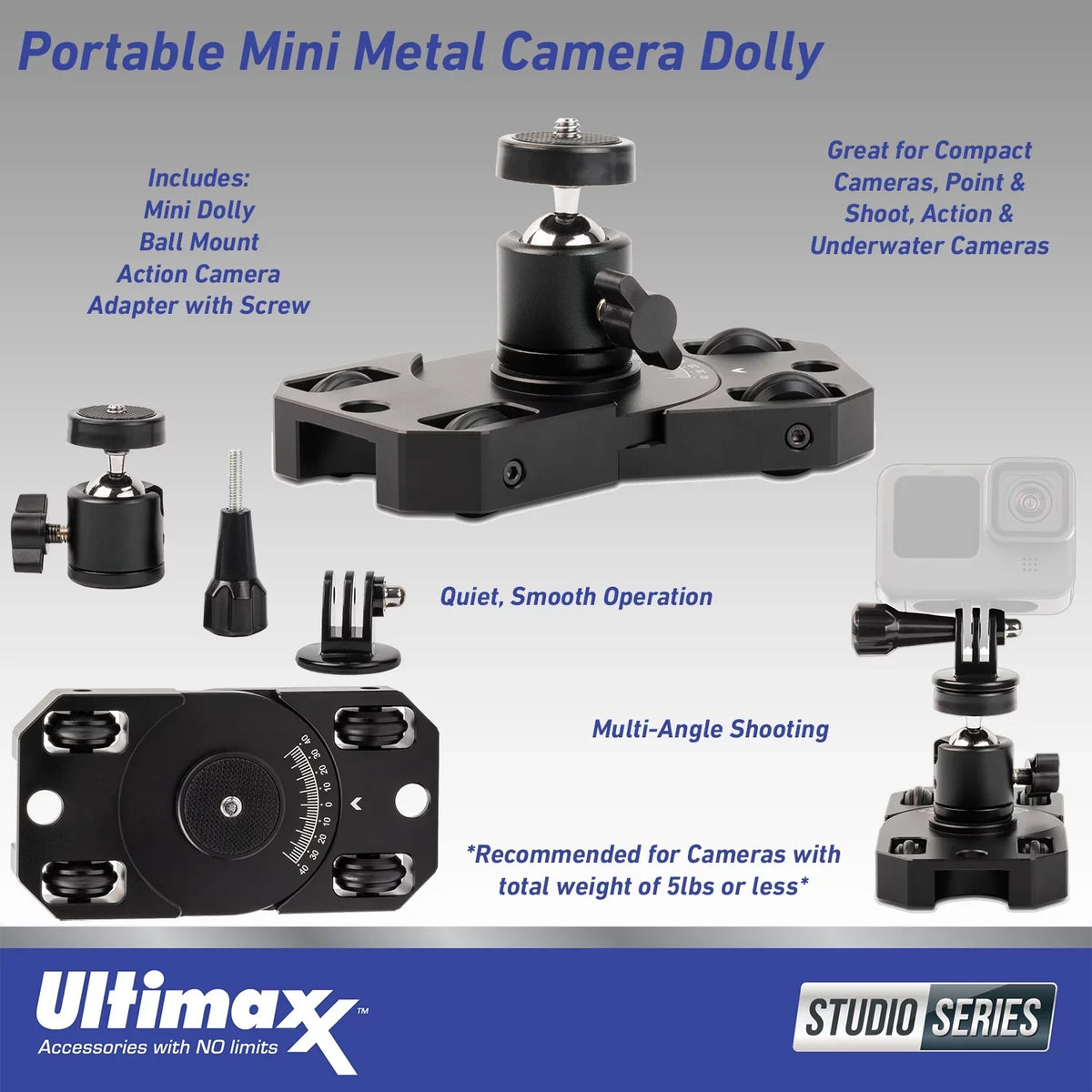 Screw GO Cam Includes: 3 Mounts, (25pc Metal Mini More Bundle Adapter Advanced Bundle) 1/4” Insta360 (128GB) Ultimaxx Action Camera Action - & for Dolly