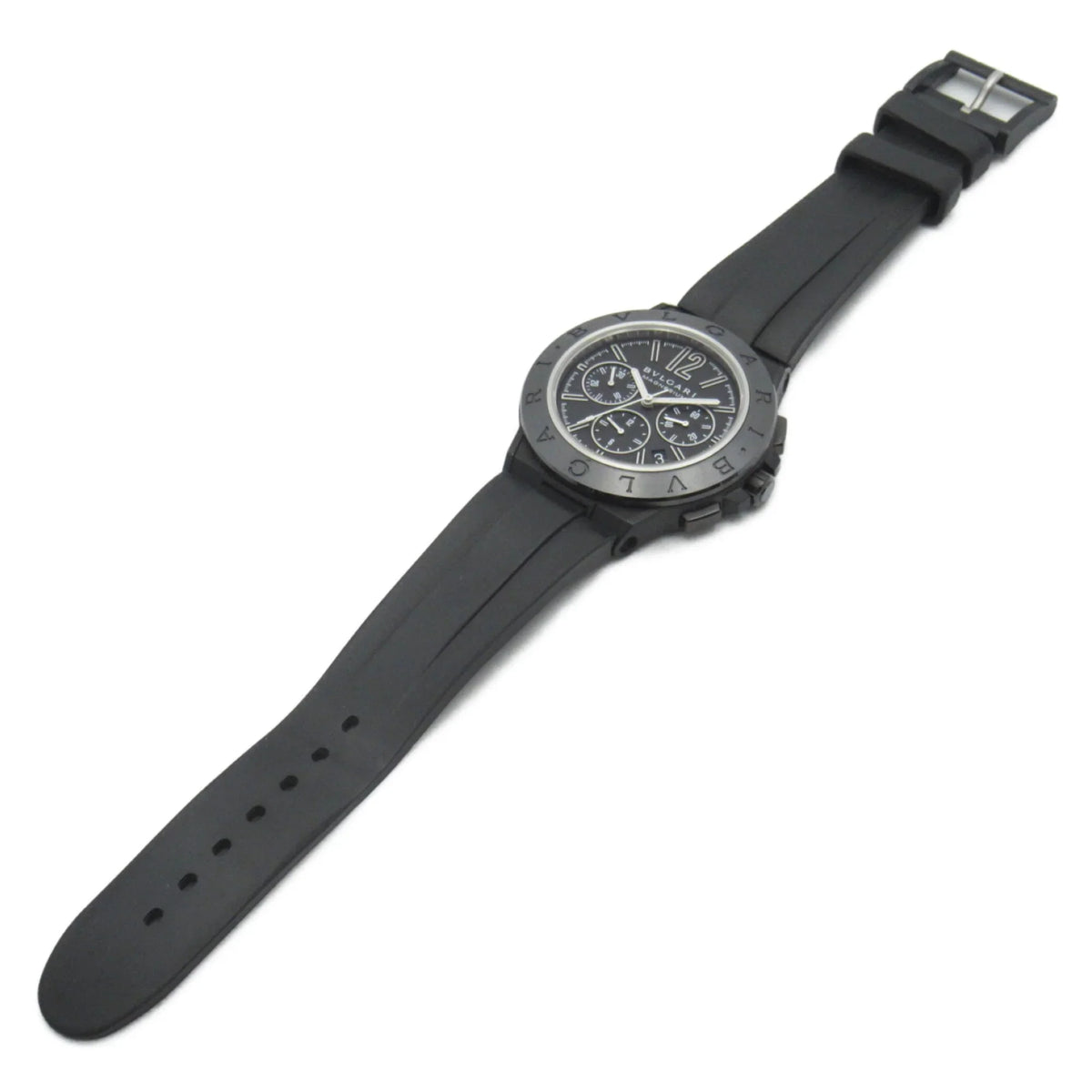 DG42SMCCH (Good) Rubber BVLGARI Wrist DG42SMCCH mag Diagono Watch watch Automatic Mechanical Pre-Owned belt Magnesium Chrono Watch Black Wrist