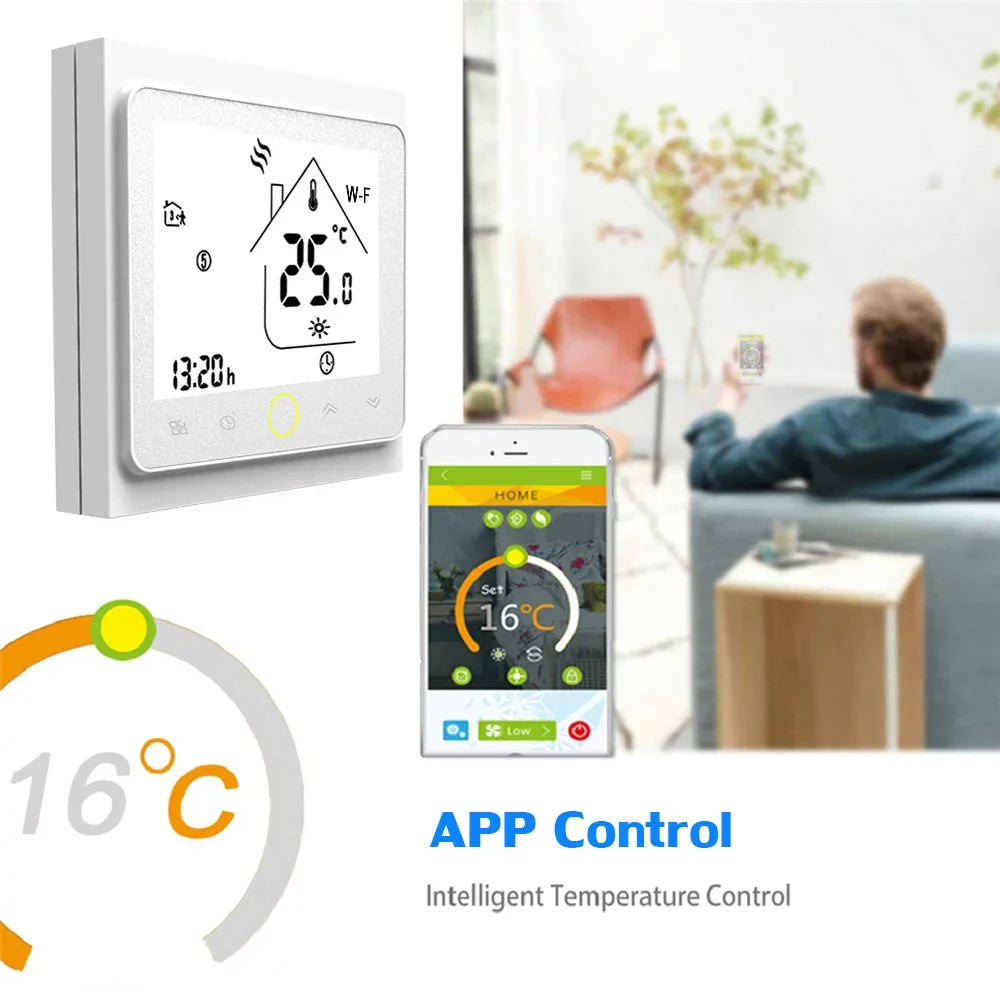 Fi Wi with Home Controller Temperature Control, Compatible Thermostat Tomshoo Water/Gas Boiler Smart