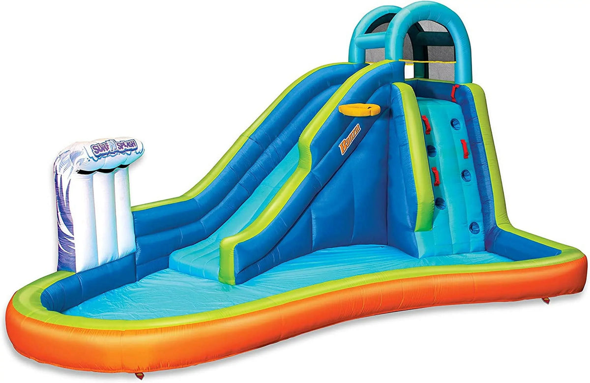 N with - - Giant Inflatable High) Wave Basketball (14 Splash in Heavy Kids Long 8 Built by - Pool Adventure Slide Duty Feet Blower Park Feet Huge and Hoop Water Sprinkler Outdoor Surf Included