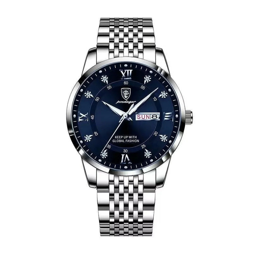 Fashion Luxury Steel Ultra-Thin Quartz Business New Stainless Men POEDAGAR Watches Calender Week Waterproof Wristwatch Cool