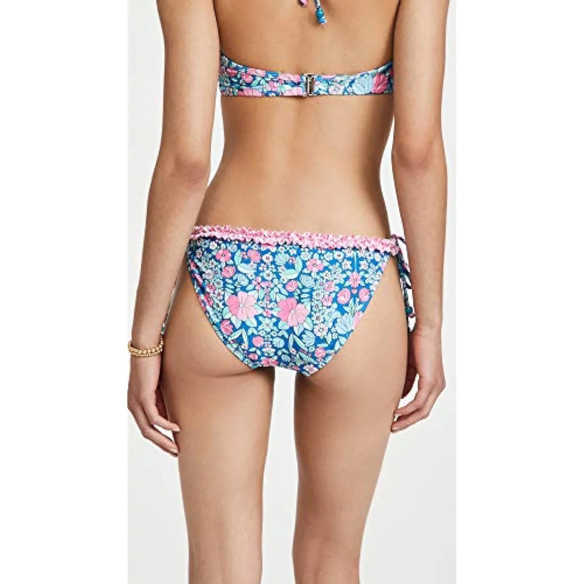 Women's Multi, Shoshanna Bottoms, Navy/Magenta Ruffle L Bikini String