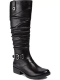 11 Side Shoes Boots Accent Buckle Cushioned Onika Round BARETRAPS Block Heel Black Pull Zip-Up Gore Stretch Tab Womens Toe M