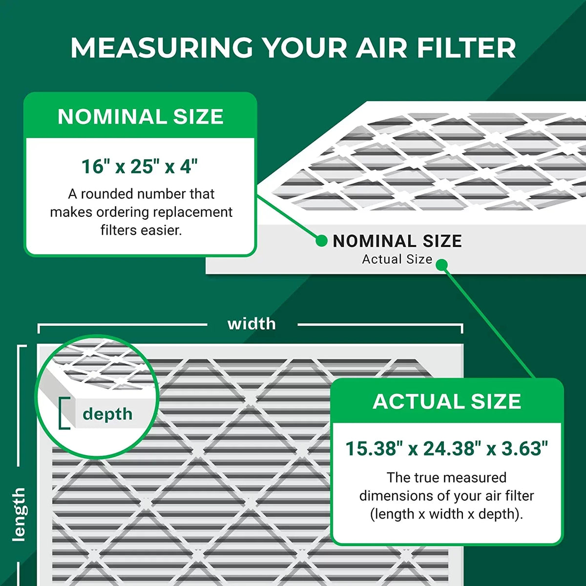 MERV 16x25x4 HVAC Furnace AC 13 Filters Air Pleated Filterbuy (12-Pack)