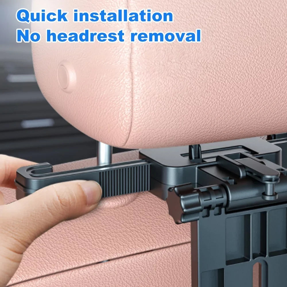 Seat with Tray Table, Nebublu Multifunctional Adjustable Travel Food Car Holder， Foldable Black Seat Back Phone