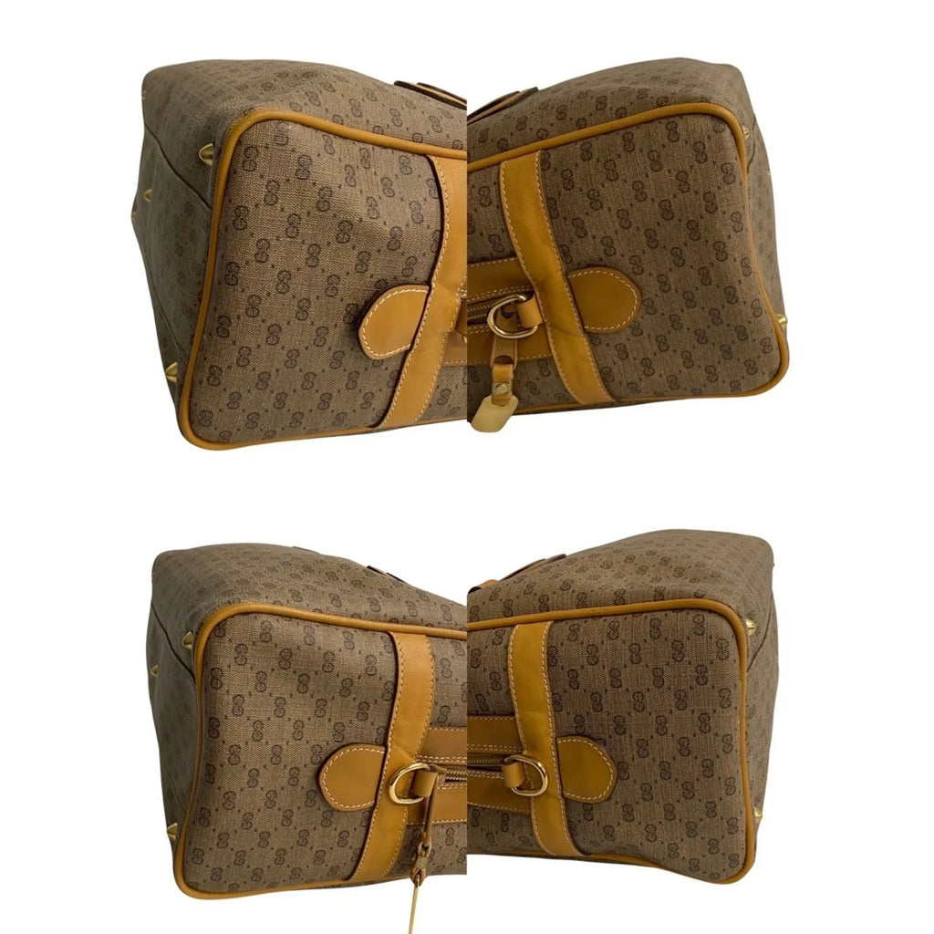 Boston Shoulder 574-5 2way Camel Gucci Pre-Owned Vintage GUCCI Mini Bag Old Micro Leather GG (Good) Handbag