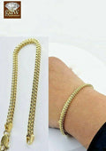 Yellow Inch 10k Gold 3.5mm,Rope,Cuban, Real Franco Bracelet Ladies 8" Women Gift