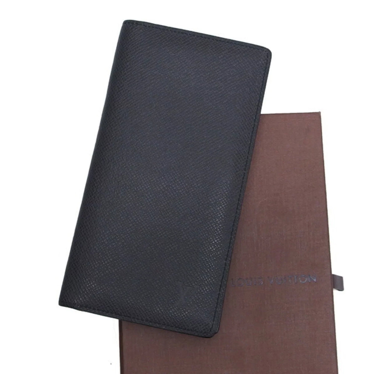 Wallet Black Louis Pre-Owned Billfold Taiga Vuitton (Good) Long Bifold