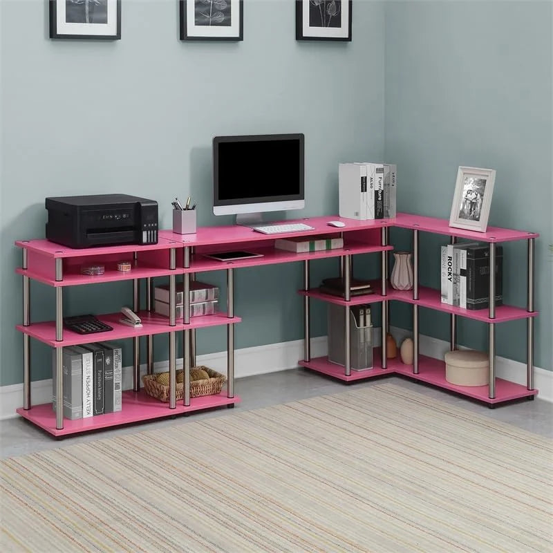 Console Finish in No-Tools Shelves Table Wood with Pink