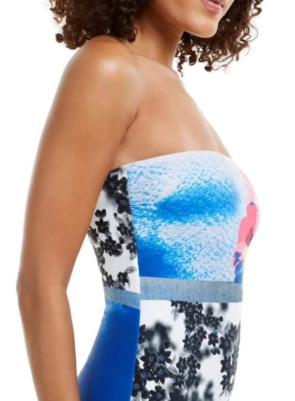Calvin One-Piece STRIPES Bandeau 16 Klein MULTI ATLANTIS NEON US Swimsuit,