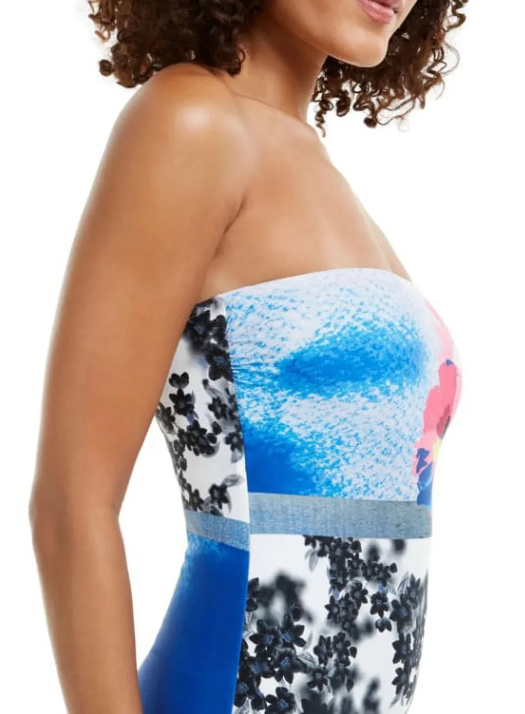 Calvin One-Piece STRIPES Bandeau 16 Klein MULTI ATLANTIS NEON US Swimsuit,