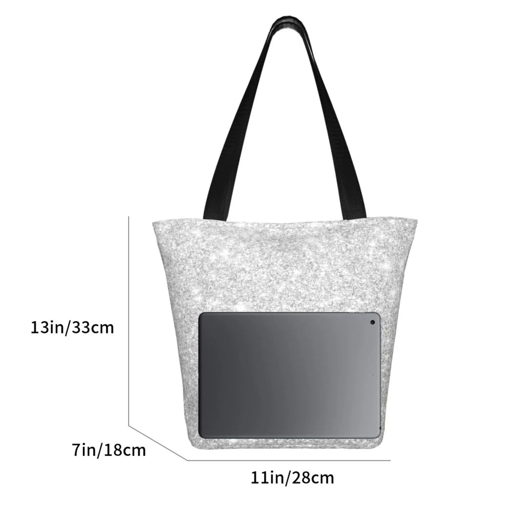 Women Glitter Ladies Bag Casual Bingfone Silver Bags Shopping Tote Handbag Shoulder