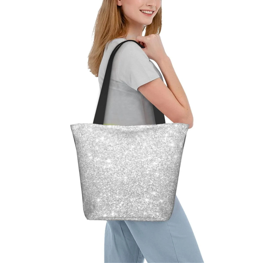 Women Glitter Ladies Bag Casual Bingfone Silver Bags Shopping Tote Handbag Shoulder